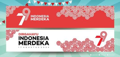 79th Indonesia. Independence Day of the Republic Indonesia. Illustration Poster, Banner Template Design vector