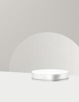 Grey Background,Studio Wall Room,3d White Podium Display Stand with Light,Shadow on Table,Backdrop for Spring,Summer product presentation,Concept for Web Banner in Autumn,Winter vector