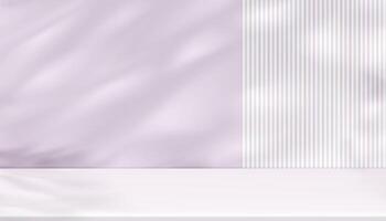 Light Purple Background with light,Shadow leaves on modern wall line striped texture waves pattern with podium stand display for technology concept presentation,banner design for new technology vector