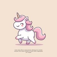 linda ilustración de unicornio en plano diseño estilo vector