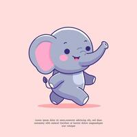 linda ilustración de un elefante caminando en un plano diseño estilo vector