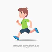 linda ilustración de chico corriendo en plano diseño estilo vector