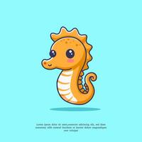 cute illustration of seahorse in flat design style vector