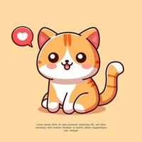 cute illustration of a cat sitting in flat design style vector