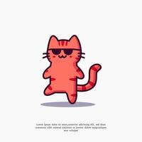 linda ilustración de rad gato en plano diseño estilo vector