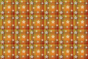 Illustration, Abstract pattern of sweater weaving style with white star in autumn color background. vector