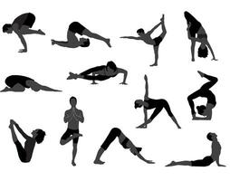 Yoga pose silhouette illustration collection vector