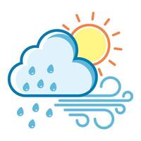 Weather meteorology sun cloud rain wind icon illustration vector