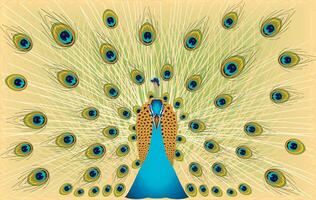 Peacock feather print plume close up decoration illustrationn vector