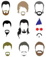 hombre cara pelo barba Bigote Moda colección vector