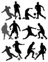 football soccer player silhouette set vector