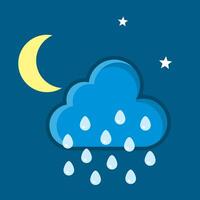 Night moon cloud rain weather meteorology illustration vector