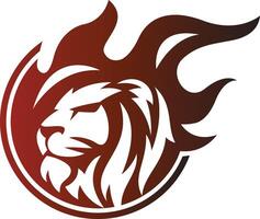 Lion on fire logo design clipart vector