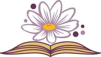 libro flor logo diseño icono vector