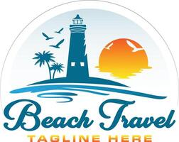 verano playa viaje propiedad logo diseño vector