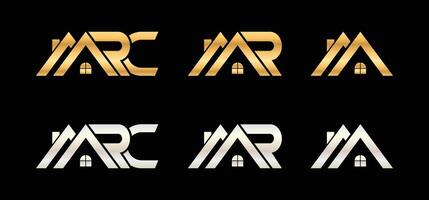 un r C casa logo diseño real inmuebles íconos vector