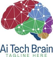 Artificial intelligence tech brain logo design vector