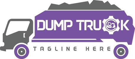 Dump truck logo design howling junk load vector