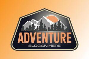 Adventurous mountain hiking logo design for t shirt design vector