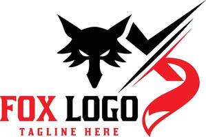 Fox logo design with tail icon vector