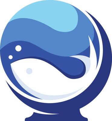 Fish icon in aquarium logo design clipart