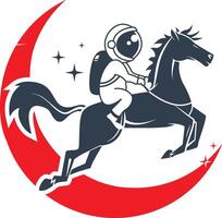 Astronaut on horse logo design clipart for t shirt print vector