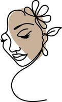 Line art beauty face logo vector