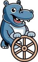 Mascot hippo cartoon logo design vector