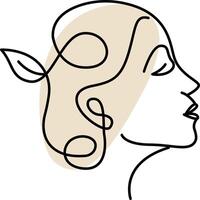 Line art beauty face logo vector