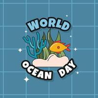 World Ocean Day Groovy Design vector