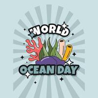 World Ocean Day Groovy Design vector