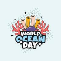 World Ocean Day Groovy Design vector