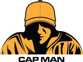 Man in cap logo design giving mysterious look vector