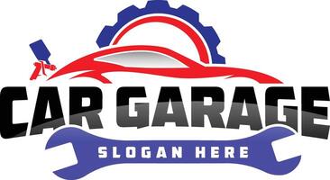 Car repair service logo design with gear vector