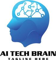 Artificial intelligence brain logo design with face vector