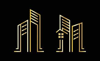 luxury real estate logo design with line building vector