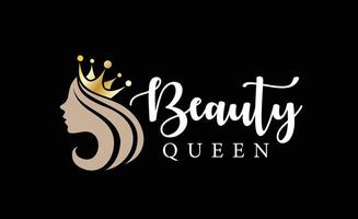 Cosmetics beauty queen logo design with face clipart vector