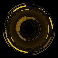 a black and yellow circle with a yellow line around it. vector