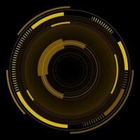 a black and yellow circle with a yellow line around it. vector