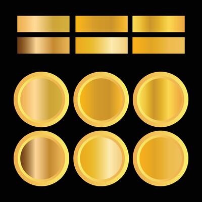 Metal gradient. Color set. Metallic collection. Gold, silver, pearl, bronze palette. Color collection. Steel, iron, aluminium, tin. Holographic background. Chrome texture. Chromium polish effect.