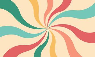 Groovy retro swirl burst, summer and carnival background vector