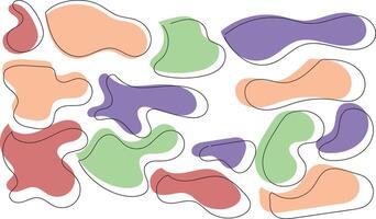 Organic amoeba blob shape abstract colorful illustration isolated on white background. Set of irregular round blot form graphic element. doodle drops collection. Contemporary banner vector