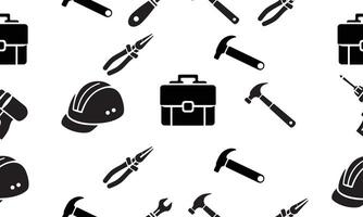 Stock illustration set isolated icons building tools repair, construction buildings, drill, hammer, screwdriver, saw, file, putty knife, ruler, helmet, roller, brush, tool box, kit flat style vector