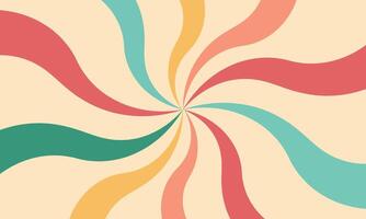 Groovy retro swirl burst, summer and carnival background vector