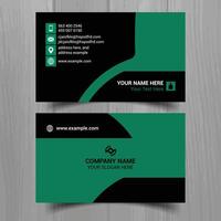 Horizontal Green and deep grey color business card vector