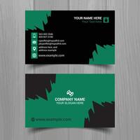 Horizontal Green and deep grey color business card vector