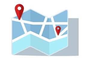 Map concept with location pin, place pin pointer with city map logo icon, marker label, destination, desired location in seven with map and location pin. flat illustration on background. vector