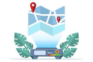 Map concept with location pin, place pin pointer with city map logo icon, marker label, destination, desired location in seven with map and location pin. flat illustration on background. vector