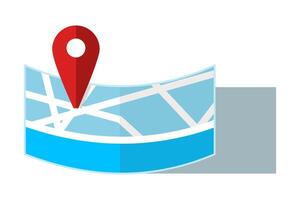 Map concept with location pin, place pin pointer with city map logo icon, marker label, destination, desired location in seven with map and location pin. flat illustration on background. vector