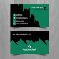 Horizontal Green and deep grey color business card vector